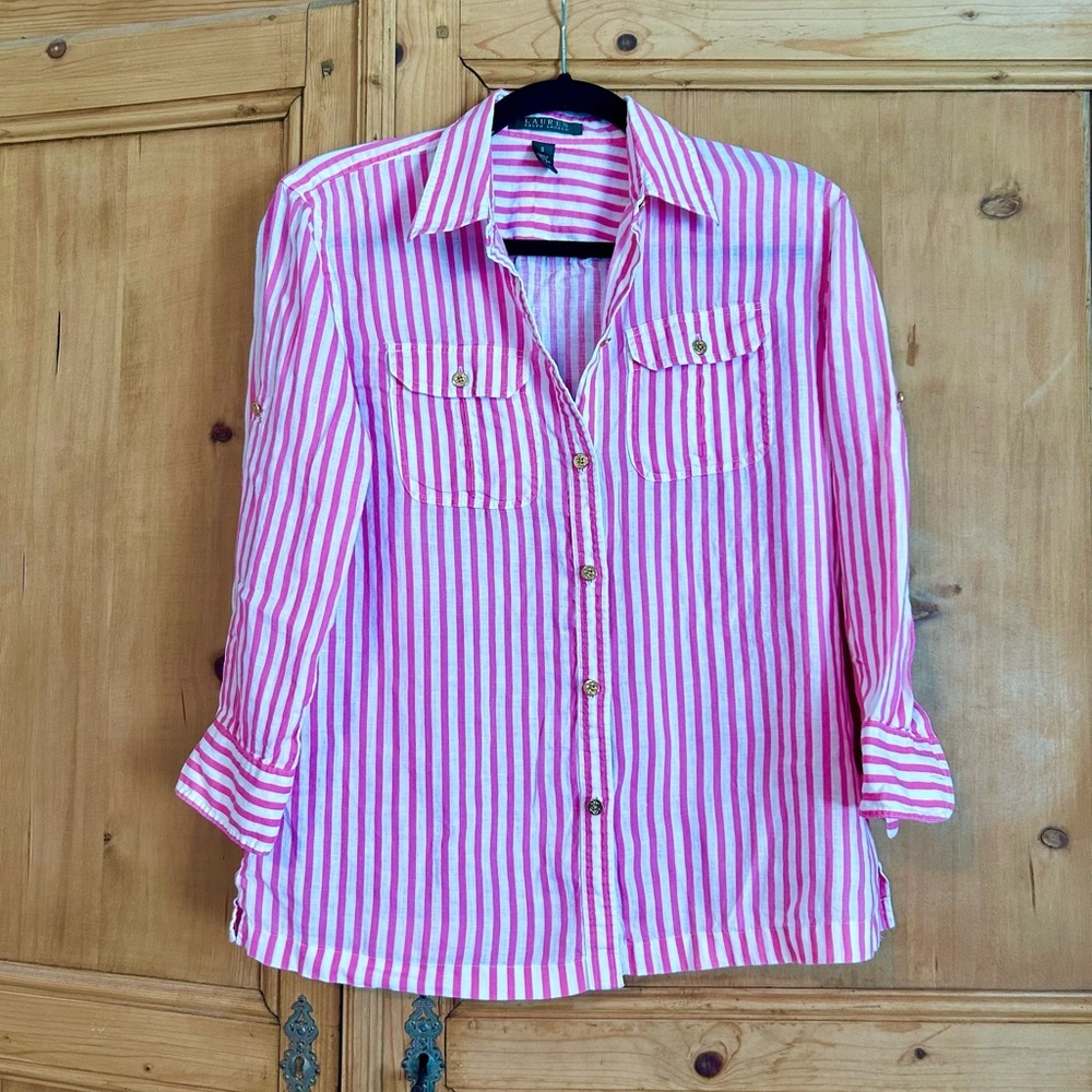 Ralph Lauren Pink Striped Button-Down Shirt
